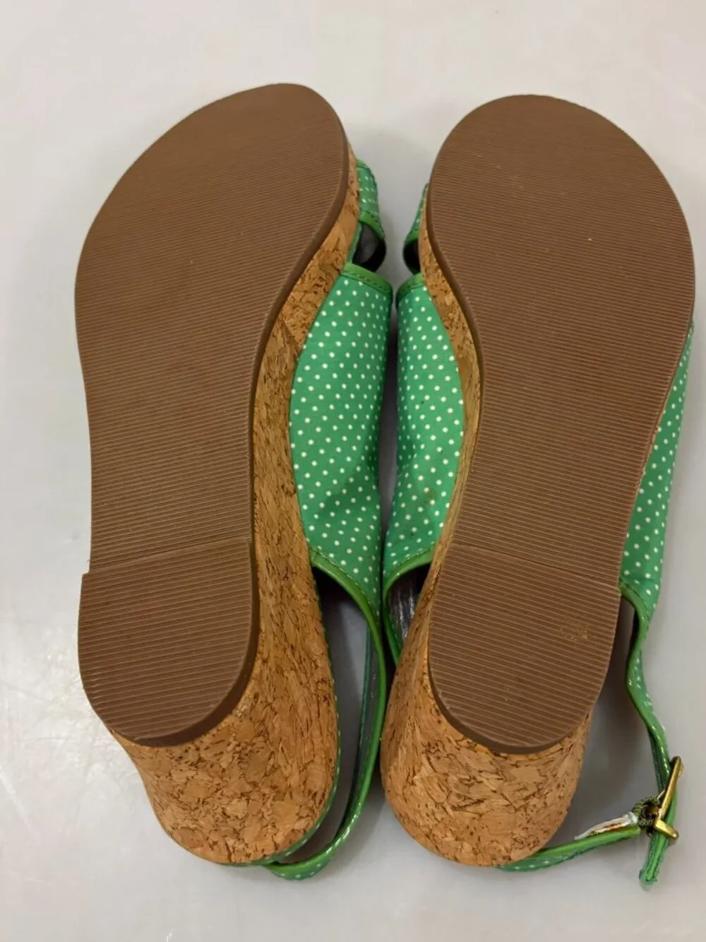 L.L. Bean 8 M Green White Signature Polka Dot Slingback 2.5